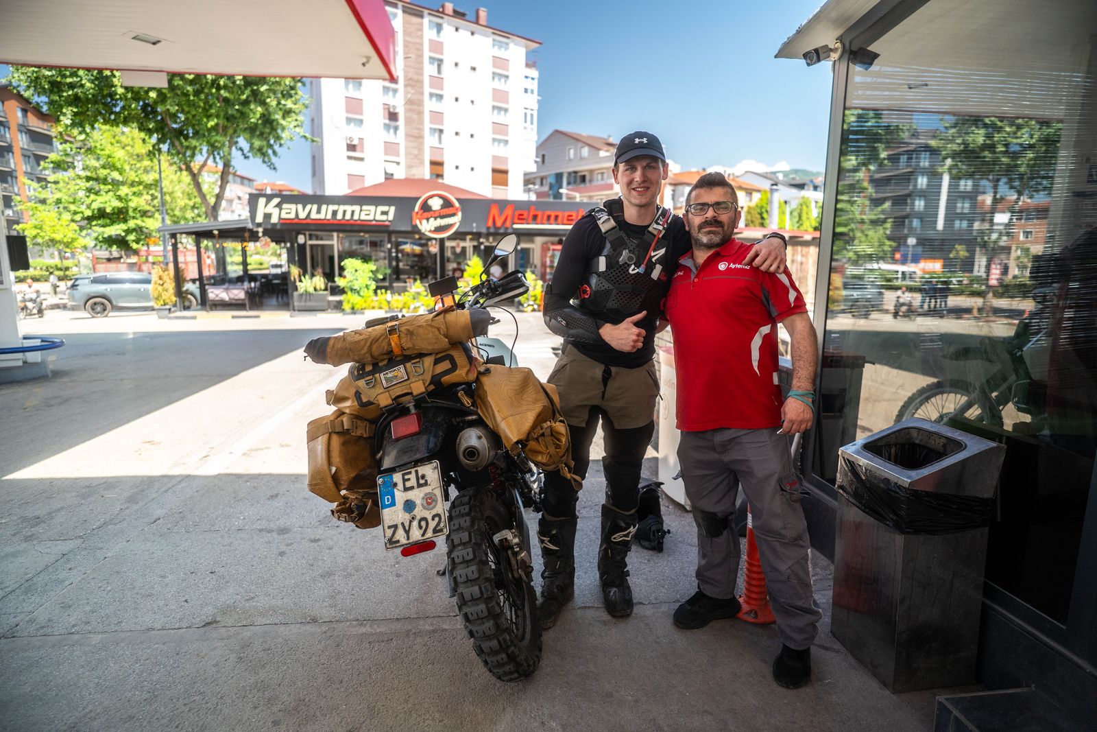 Sharing börek and çay with gas station attendants in Türkiye